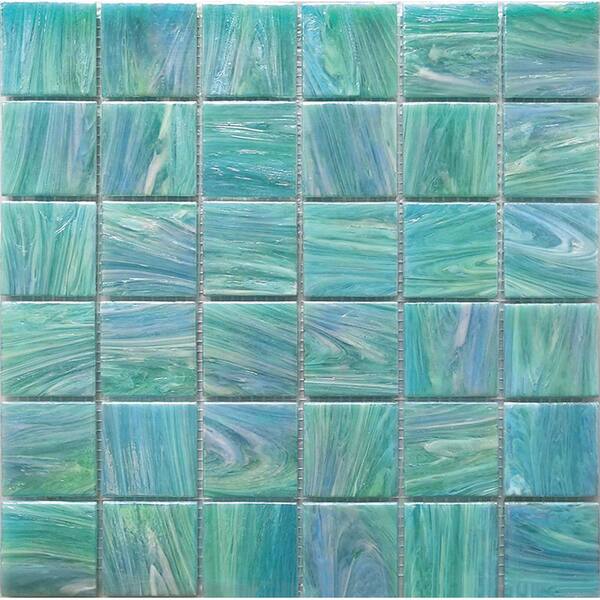 Apollo Tile Celestial Glossy Light Teal Blue 12 in. x 12 in. Glass ...