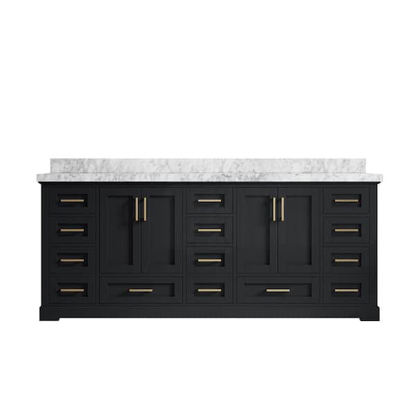 Willow Collections Boston 84 in. W x 22 in. D x 36 in. H Double Sink Bath Vanity in Wrought Iron with 2 in. Carrara Marble Top