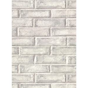 Appleton Grey Faux Weathered Brick Vinyl Strippable Roll (Covers 60.8 sq. ft.)