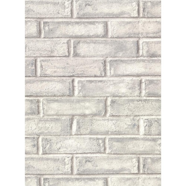 Warner Appleton Grey Faux Weathered Brick Vinyl Strippable Roll (Covers 60.8 sq. ft.)