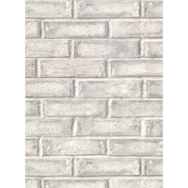 Warner Appleton Grey Faux Weathered Brick Grey Wallpaper Sample