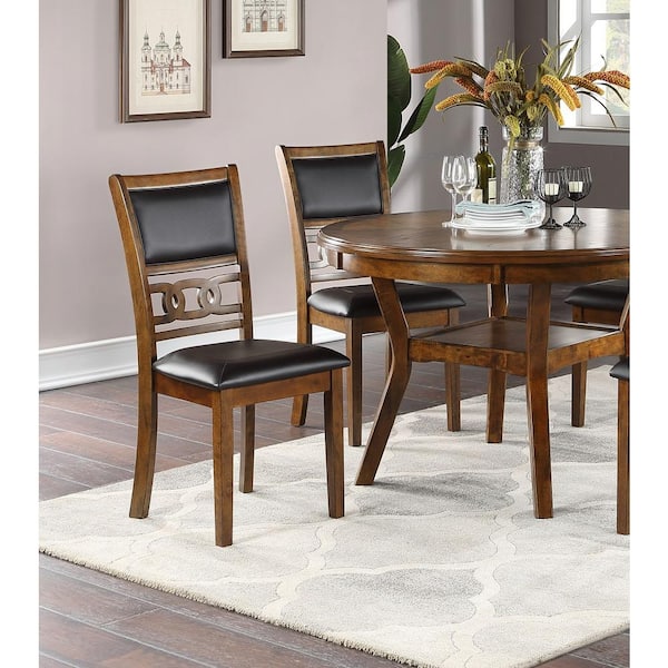 HomeRoots Set Of 2 Walnut Rubberwood King Louis Back Dining Chairs