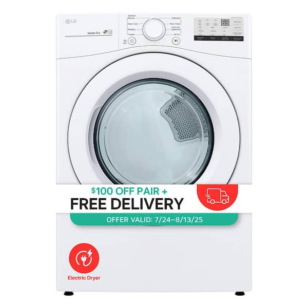 7.4 Cu. Ft. vented Stackable Electric Dryer in White with Sensor Dry