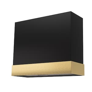 36 in. Stainless Steel Ducted Wall Mount Range Hood with Powerful 600 CFM Vent Motor, 3-Speed, in Black with Gold