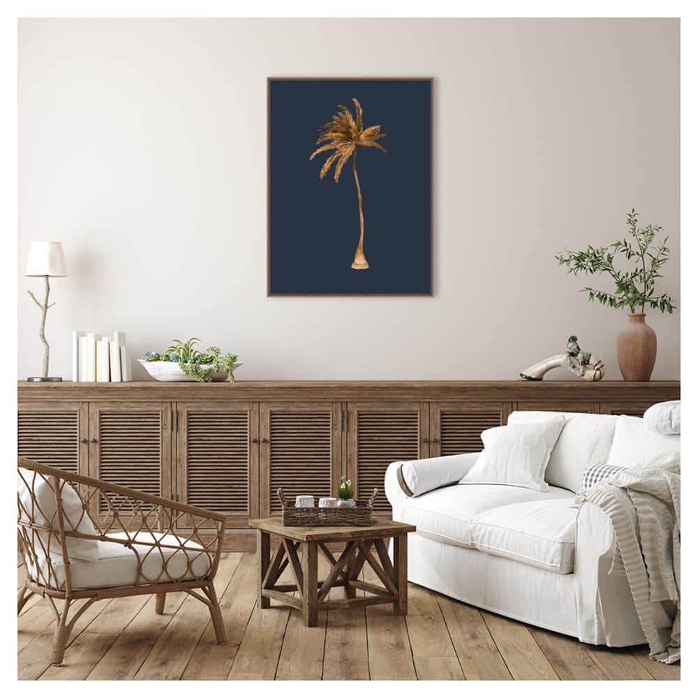 Golden Palm Beaded Bronze Framed Canvas Wall Art, 32" x 42"