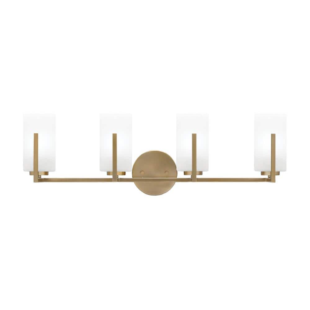 Cottonwood 28.5 in. 4-Light Vanity Light New Age Brass with 3.5 in. Square 