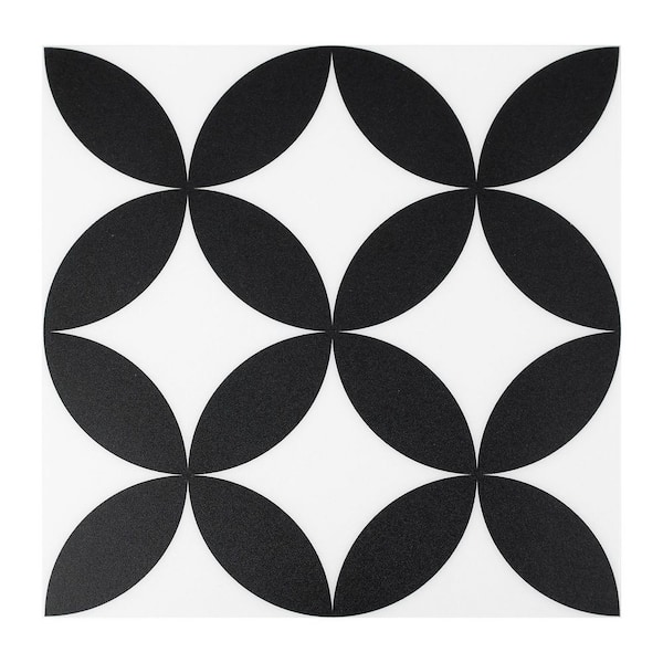 7.87" x 7.87" x 0.03" Black Vinyl Peel and Stick Backsplash Tile, Wall Tile for Kitchen (10-Pack/4.3 sq.ft.)