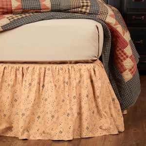 Maisie 16" Primitive Country Black Tan Floral Ditsy Queen Bed Skirt