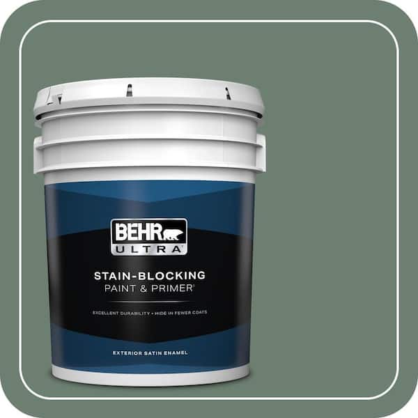 BEHR ULTRA 5 gal. #460F-5 Island Palm Satin Enamel Exterior Paint & Primer