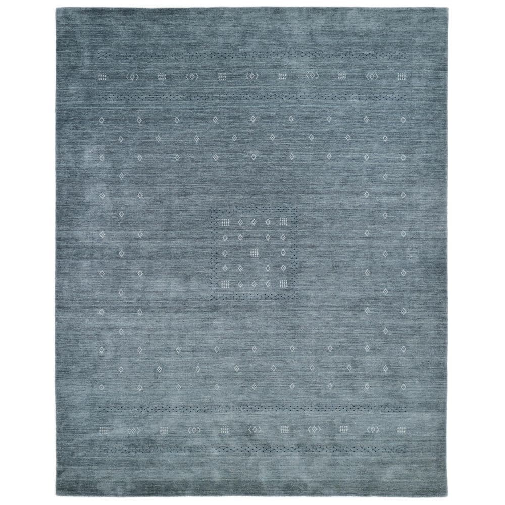 Slate Grey Geometric Hand-Knotted Wool Area Rug 6' x 9'