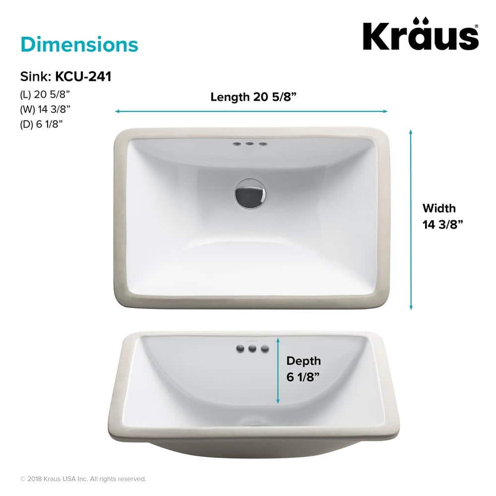 Elavo Classic White Ceramic 20.63" Undermount Bathroom Sink