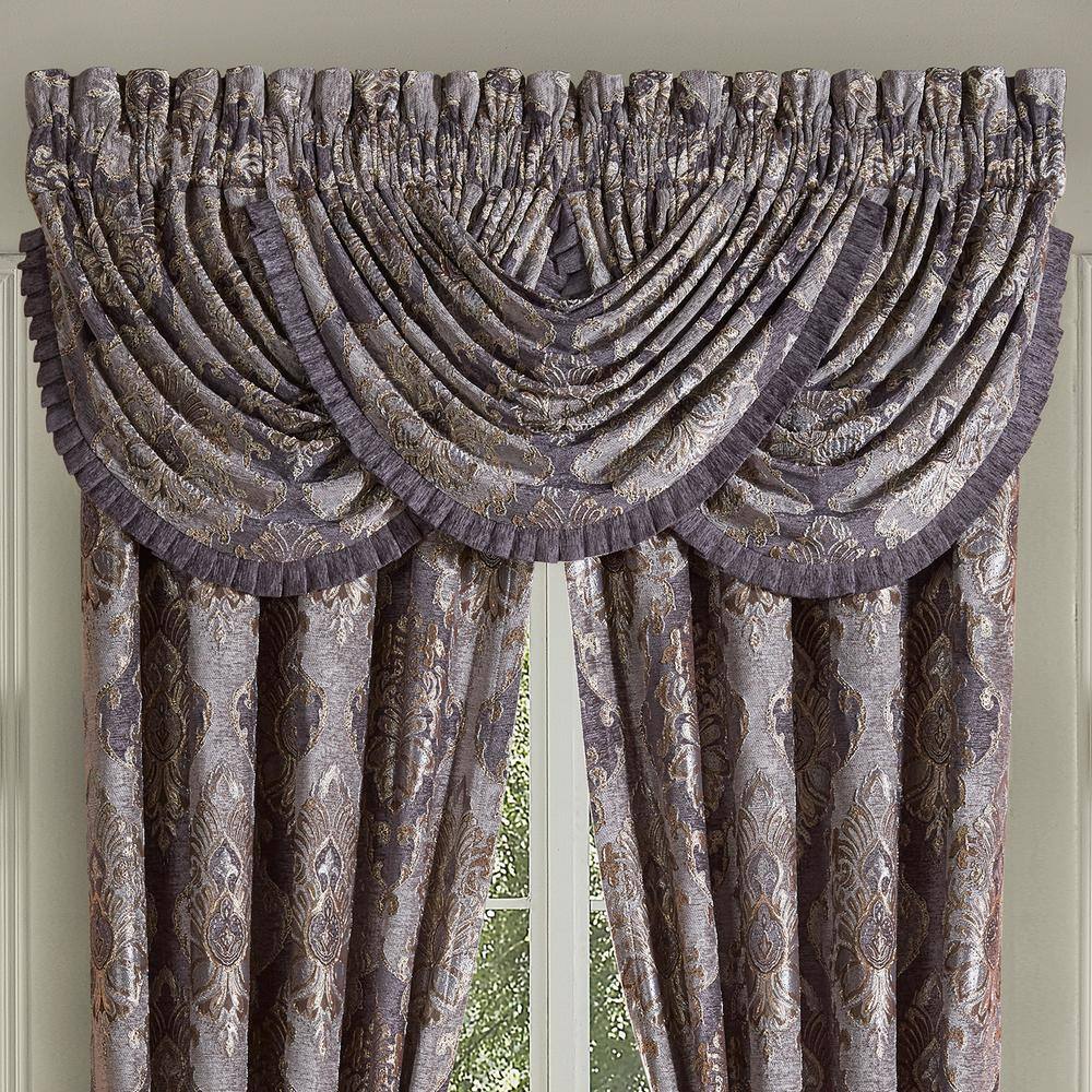 Dominique Lavender Polyester Waterfall Valance with Frills