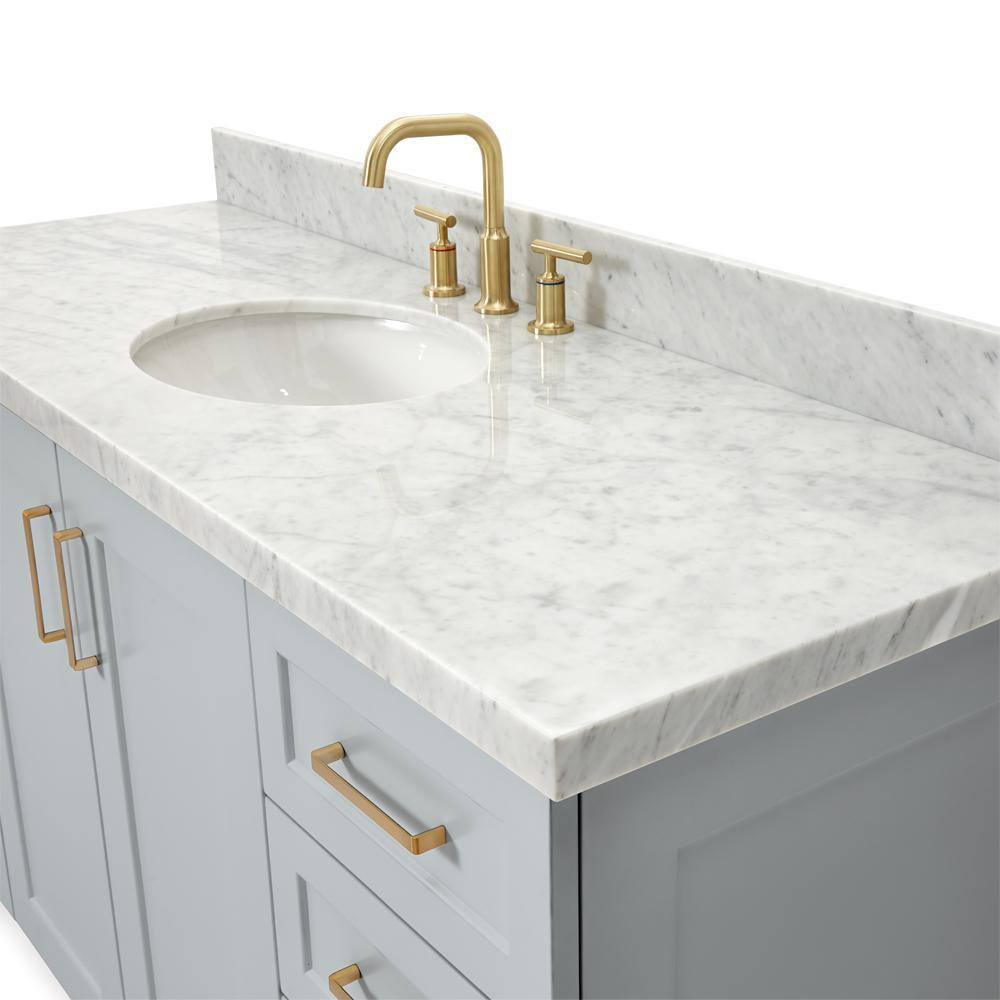 Taylor 61" Gray Freestanding Bath Vanity with Carrara Marble Top