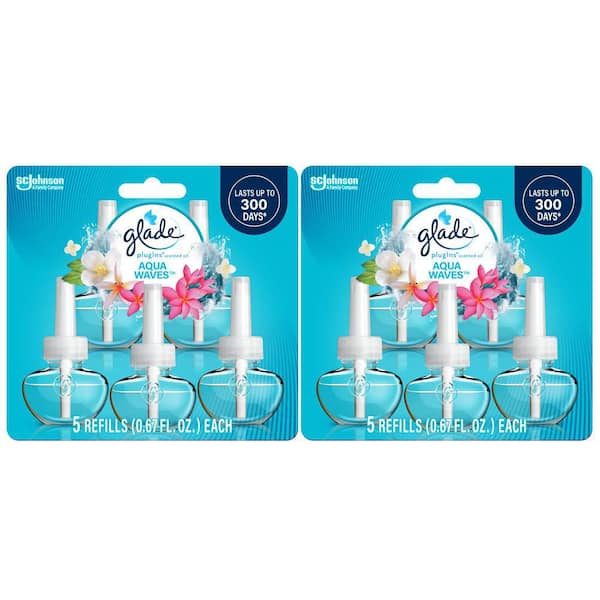 Glade 3.35 fl. oz. Aqua Waves Scented Oil Plug-In Air Freshener Refill (10-Count) (2-Pack)