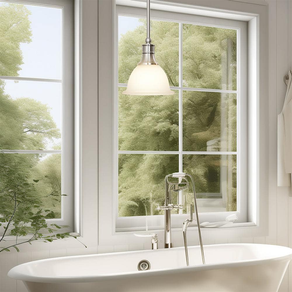 Ellie 8" Modern Mini Pendant Light with Frosted Glass & Brushed Nickel Finish