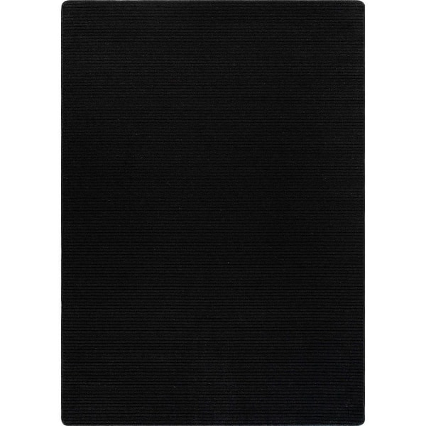 Oasis Non-Slip Black 3 ft. x 5 ft. Solid Indoor Area Rug