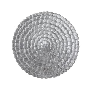 47 in. x 47 in. Wood Silver Carved Radial Plate Wall Decor