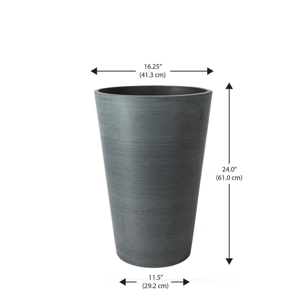 Valencia 16" Textured Charcoal Composite Resin Planter