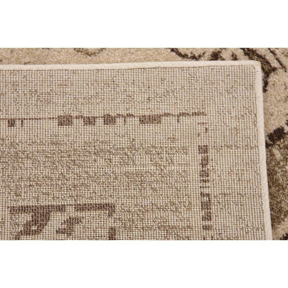Ivory and Brown Floral Synthetic Square Rug, 10' x 10'