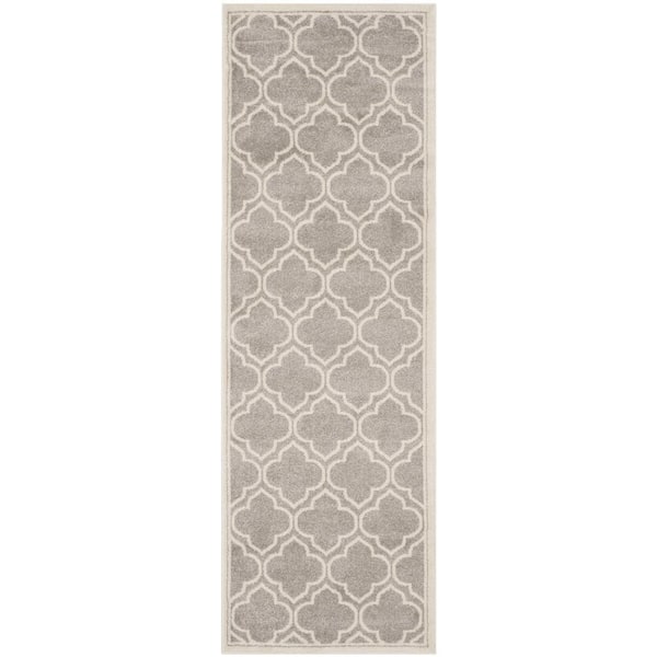 SAFAVIEH Amherst Light Gray/Ivory 2 ft. x 13 ft. Geometric Quatrefoil Runner Rug