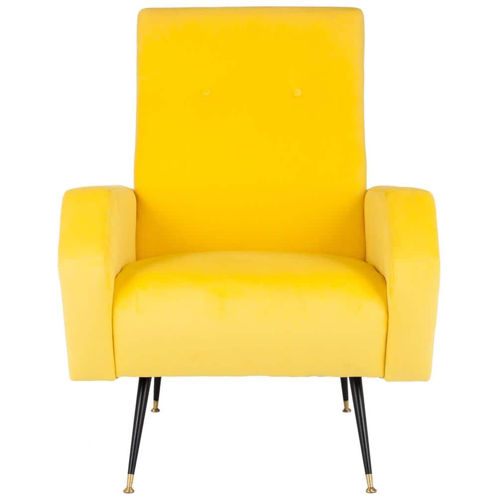 Aida Yellow Velvet Mid-Century Modern Accent Chair