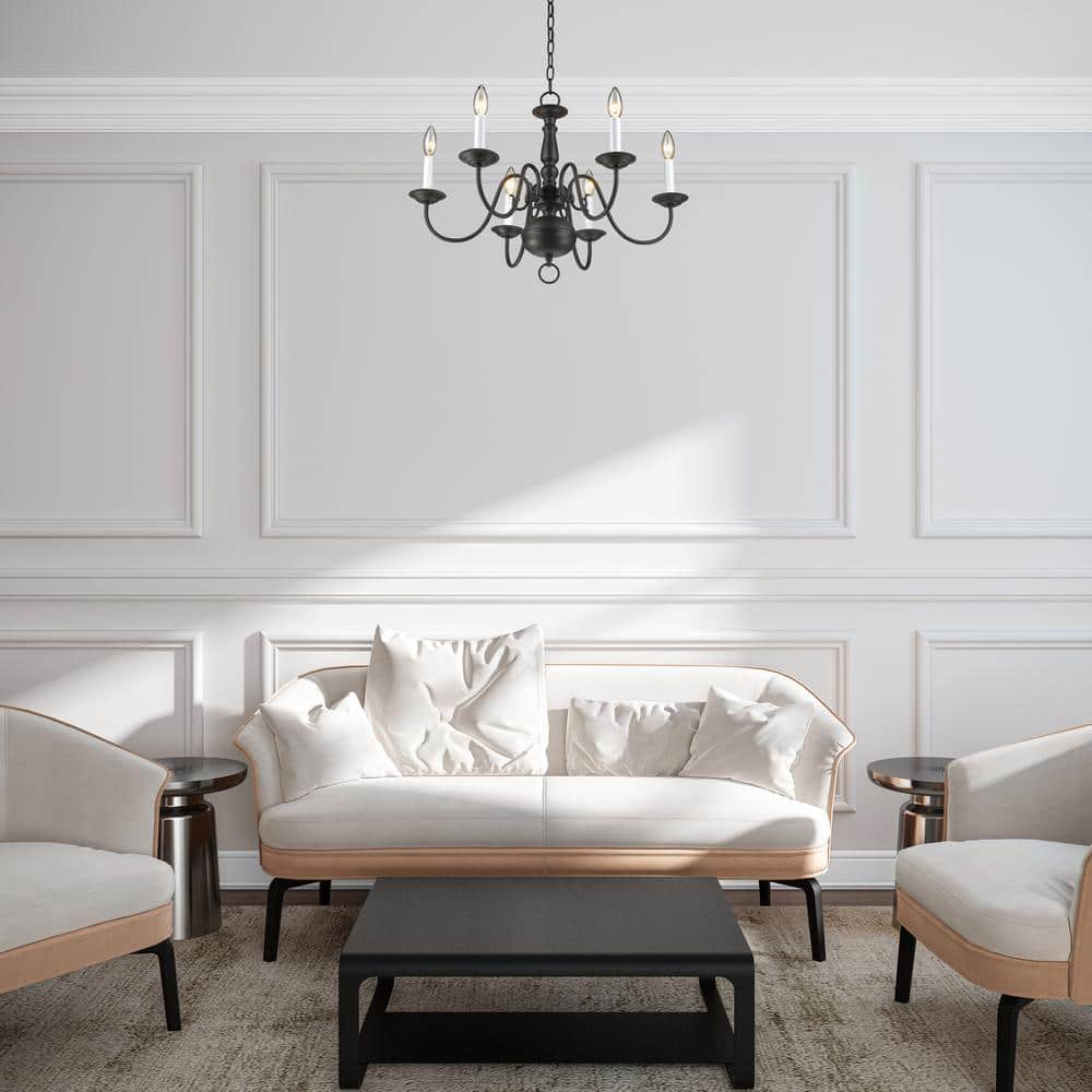 Colonial Elegance 6-Light Bronze Candelabra Chandelier