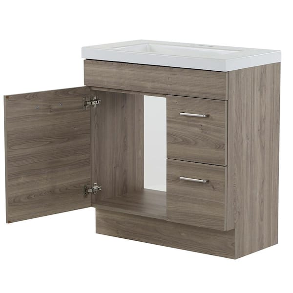 Glacier Bay Brindley 30 in W x 20 in D x 35 in H Single Sink Freestanding  Vanity in Gray w/ Veined White Engineered Stone Top HDBD30VG - The Home