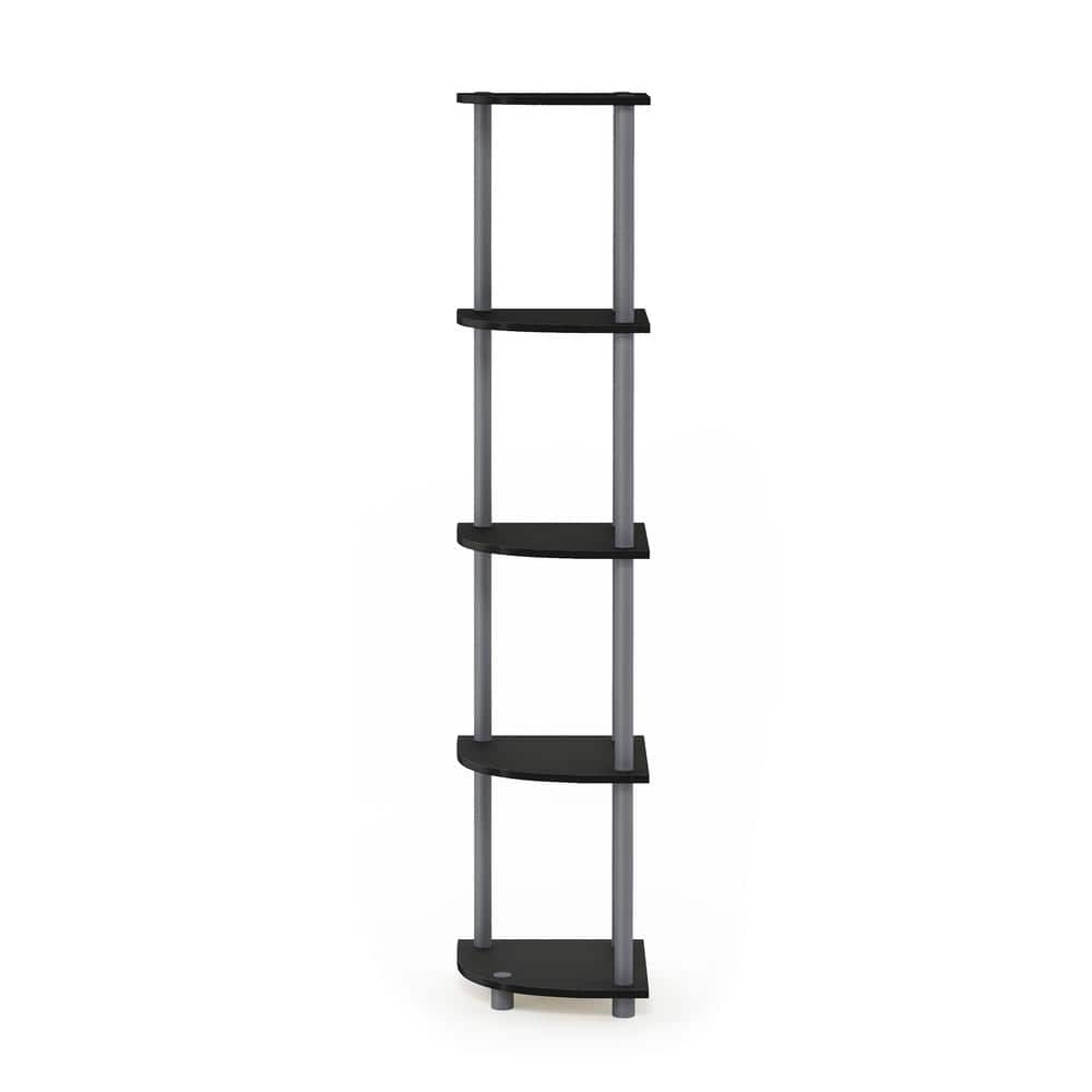 Sleek 5-Tier Black & Grey Corner Shelving Unit for Versatile Storage