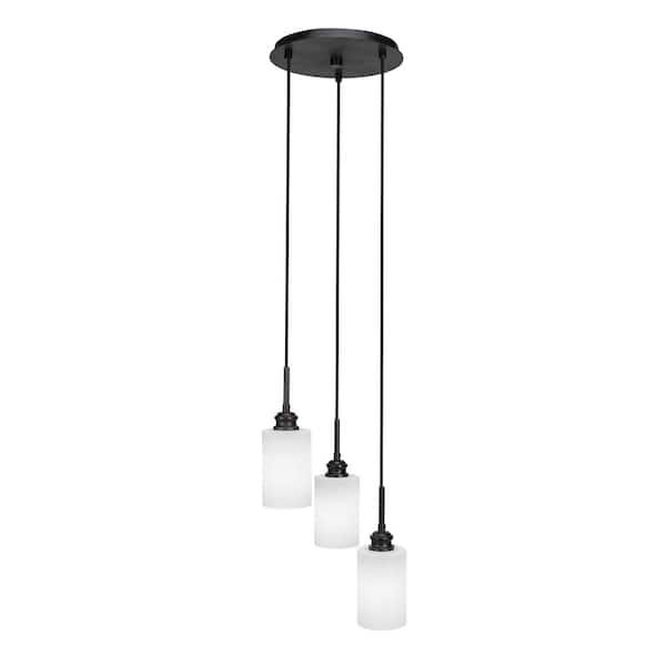 Unbranded Albany 60-Watt 14.75 in. 3 Light Espresso Shaded Pendant Light with 4 in. White Matrix Glass Shade No bulbs included