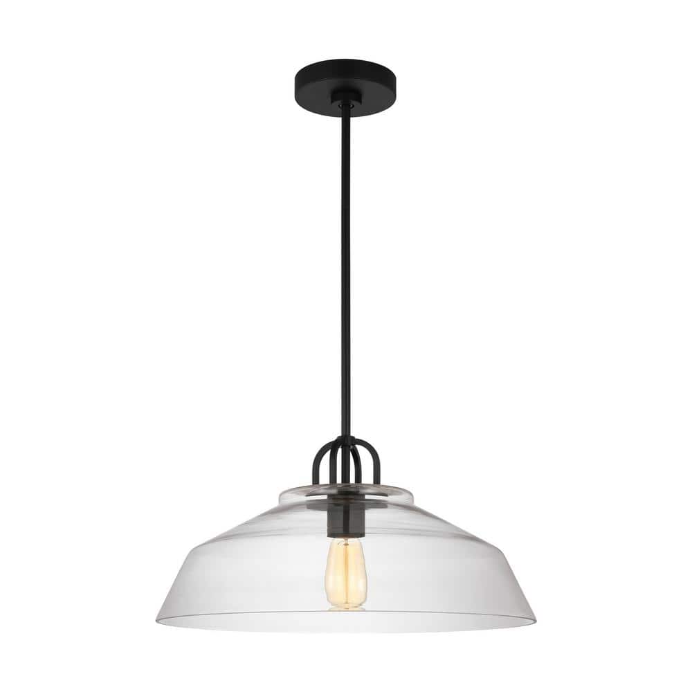 Midnight Black Clear Glass Industrial Pendant Light
