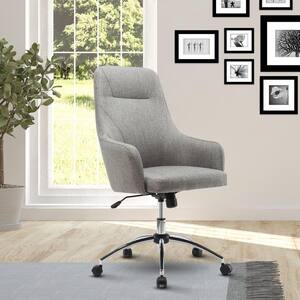 Gray Upholstered High Back Rolling Office Chair with Arms