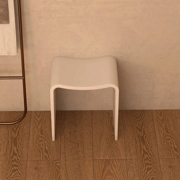 Blynn 15 in.W x 11 in. D Freestanding Solid Surface Shower Stool Vanity Seat in Matte White