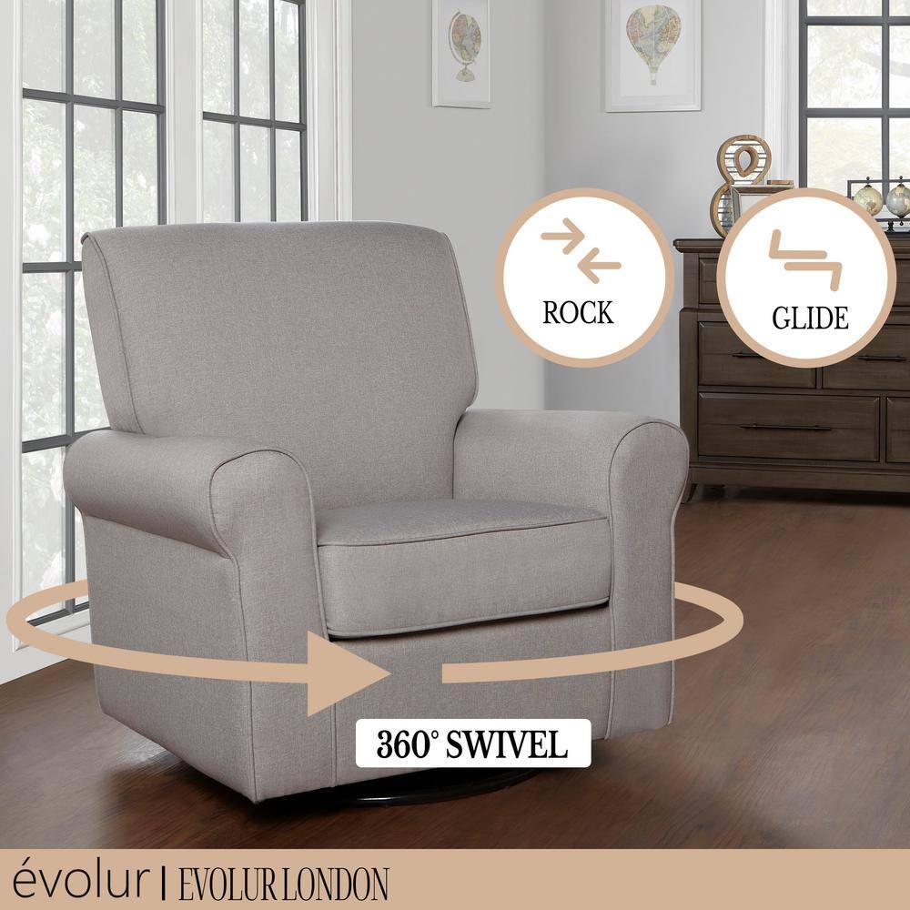 Fossil Gray Polyester Swivel Glider Accent Chair