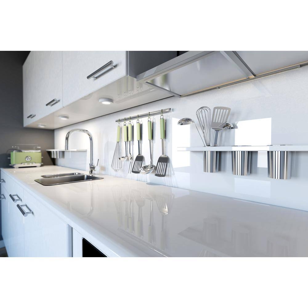 White Plastic LED Under Cabinet Puck Lights, 3-Pack