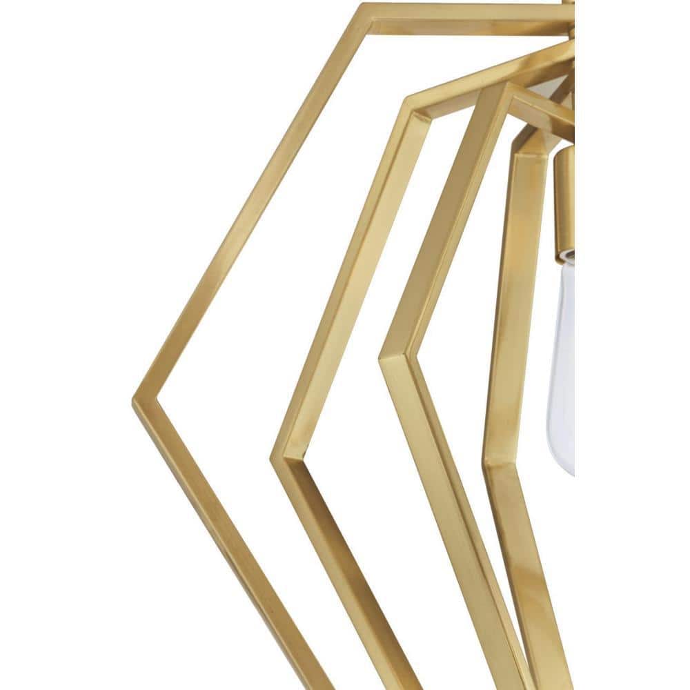 Champagne Brass Geometric Hexagon Pendant Light