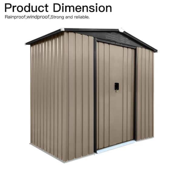 4 ft. x 6 ft. Metal Outdoor Storage Shed with Sliding Door, Brown