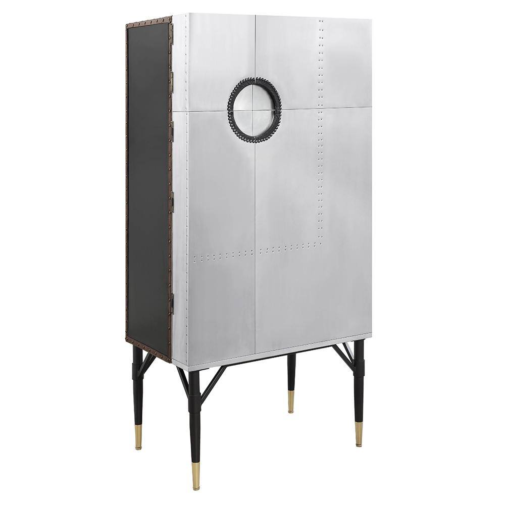 Acme Furniture Yoela Leather and Aluminum Metal 20.87 in. Wine Cabinet