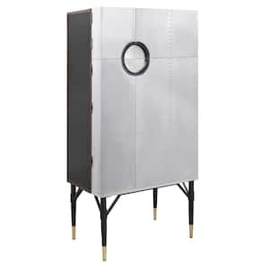 Yoela Leather and Aluminum Metal 20.87 in. Wine Cabinet