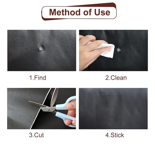 20 in. x 54 in. Black Self-Adhesive Leather Drywall Repair Patch For Car Seats, Couch Furniture