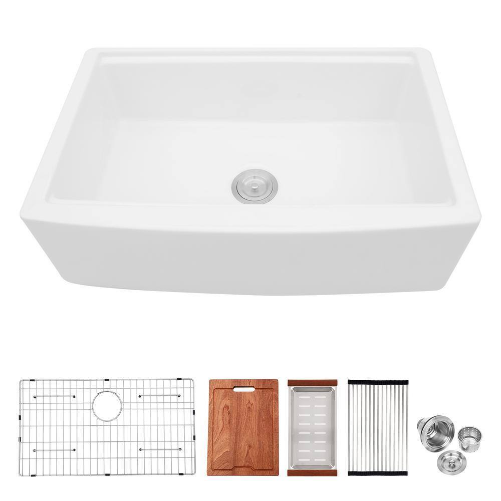 Xzkai 33 in. Farmhouse/Apron-Front Single Bowls Ceramic Kitchen