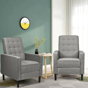 27.5 in. W Grey Push Back Recliner Chair Fabric Tufted Single Sofa with Footrest (Set of 2)