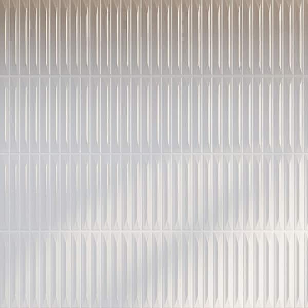 Stria White 7.87 in. x 7.87 in. Glossy Ceramic Stacked Tile Sample
