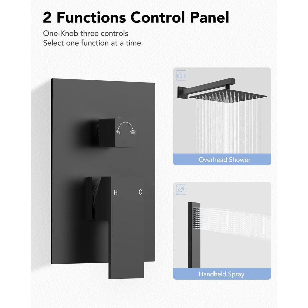 Matte Black 10-Inch Rainfall Shower System with Handheld Spray