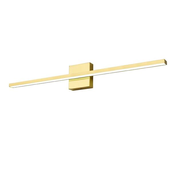 GoYeel 31. 89 in. 1-Light Gold Modern/Contemporary Bathroom Mirror LED ...