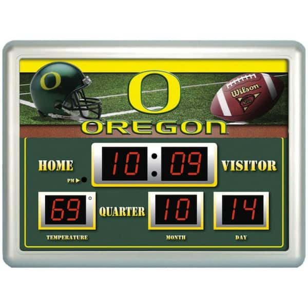 Team Sports America University of Oregon 14 in. x 19 in. Scoreboard Clock with Temperature