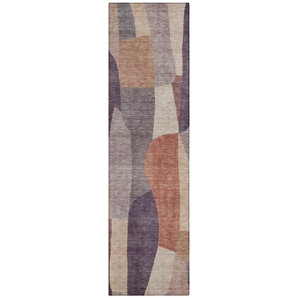 Chantille Machine Washable Indoor/Outdoor Abstract ACN2376 Plum 2 ft. x 7 ft. Runner Rug