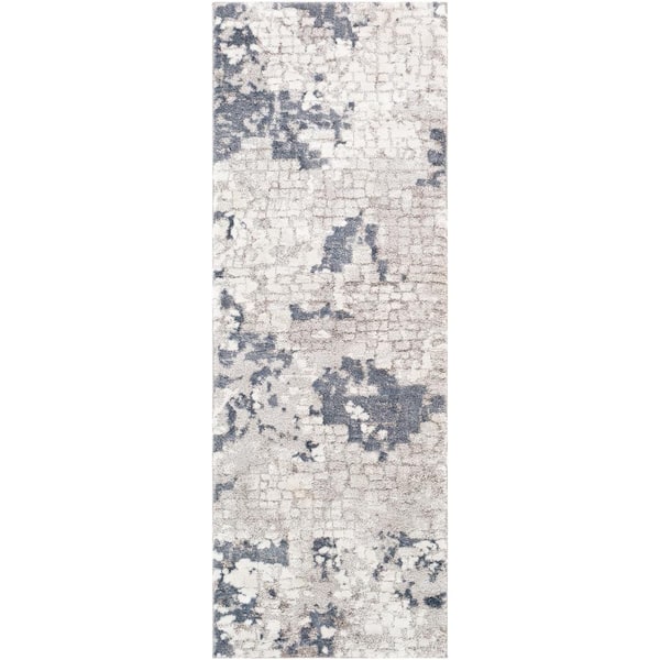 Livabliss Jovita Gray 2 ft. 7 in. x 7 ft. 3 in. Runner Abstract Area Rug