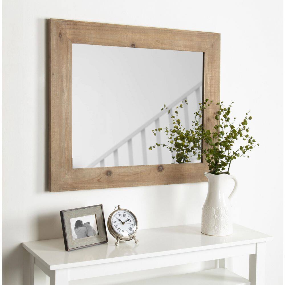 Garvey 36" x 30" Rustic Brown Solid Wood Full-Length Vanity Mirror