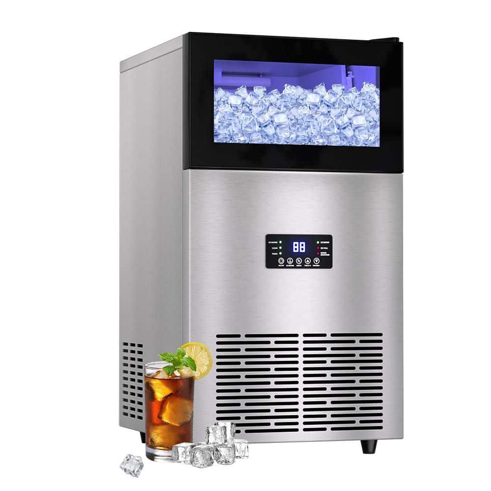 15 in. 160 lbs./Day Commercial Freestanding Full Size Cubes Ice Maker Machine in Stainless Steel with 35 lb. Ice Storage