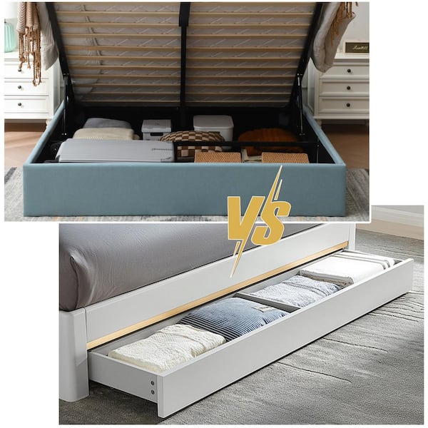 Ahokua Aqua Blue Frame Full Size Upholstered Platform Bed with